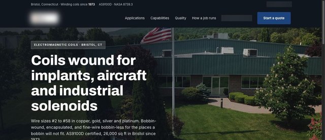 Precision coil winding — website concept