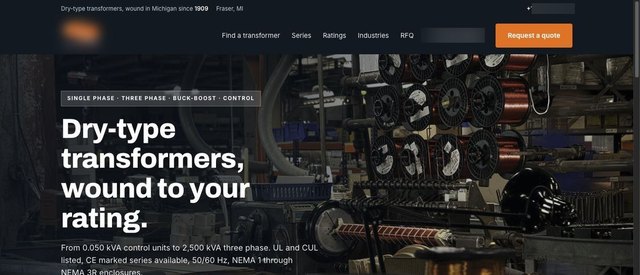 Transformer manufacturing — website concept