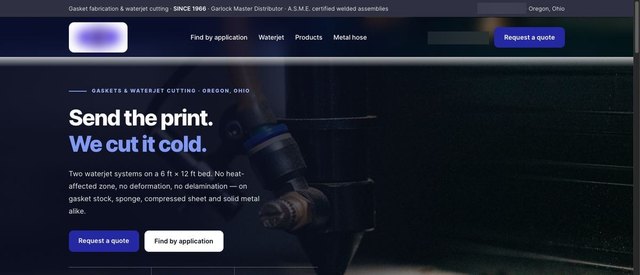 Gaskets & waterjet cutting — website concept