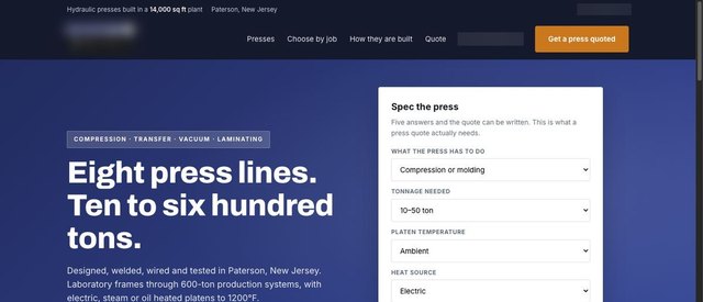 Hydraulic press manufacturing — website concept